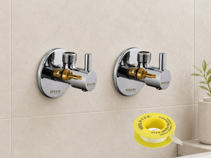 एकराश Brass Turbo Angle Valve For Bathroom ,Geyser With Teflon Tape & Flange Pack of 2 एंगल कॉक नल