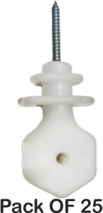 SILONIX Screw Fencing Insulator “3 Inch"| For Farm ,Garden (White) (Pack Of 25) Plastic Fence Post