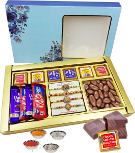 FabBites Rakhi/Rakshabandhan with Chocolate Box for Bro/Bhaiya and Sister in Law/Bhabhi Paper Gift Box