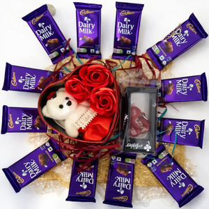 Happy Basket By Simran Dairy Milk Gift Hamper For Birthday Wooden Gift Box