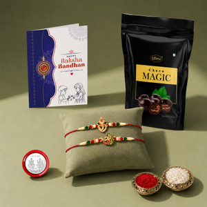 Effete Rakhi Gift Combo for Brother with Choco Magic(45gm)|Rakhi Set|Y22K2_251+B2_SP Assorted Gift Box