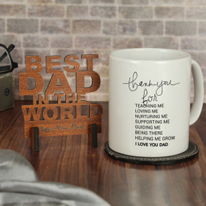TIED RIBBONS Fathers Day Mug, Wooden Stand Showpiece Assorted Gift Box