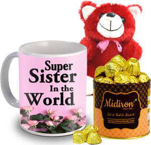Midiron Birthday, Rakhi, Anniversary IZ19DTSister-93 Ceramic, Silk Gift Box