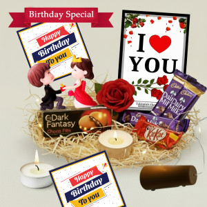 OddClick Birthday Special I Love You Chocolate & Couple Showpiece Gift Hamper Paper Gift Box