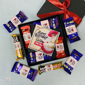 OddClick Happy Birthday To My Lovely wife chocolate gift box Combo Paper Gift Box