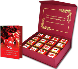Midiron Chocolate Gift Pack, Chocolate Box with I Love You Greeting Card, Gift for Girlfriend, Wife, Fiancée, Boyfriend, Husband and Someone Special Paper Gift Box