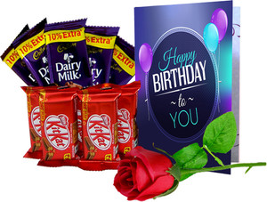 Midiron Happy Birthday Greeting Card with Cute Soft Teddy and Artificial Red Rose Paper Gift Box