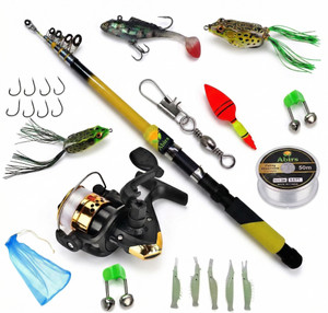 Abirs 210cm Yellow Telescopic Fishing Rod & Reel Combo - Image 6