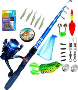 SPILE telescope 7 feet fishing rod & reel with all meterial set 2.10 fiber Blue Fishing Rod