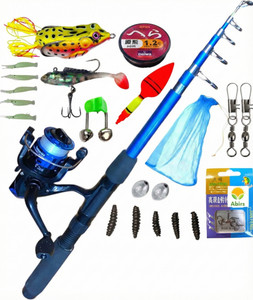 SPRED Ultimate Angler's Arsenal: 7ft (210cm)& Reel Combo Set Complete Tackle Kit Blue Fishing Rod