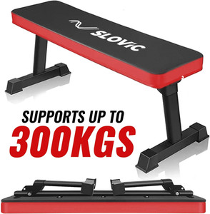 स्लोविक Foldable Flat Gym Bench – Heavy Duty, Space-Saving Design Duty| फ्लैट फिटनेस बेंच