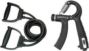 BoldFire Double Toning tube and adjustable hand grip with counter combo for body Workout Hand Grip/Fitness Grip