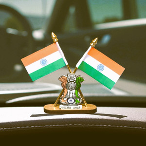 himansh expo indian flag Satyameva Jayate Double Sided Wind Car Dashboard Flag