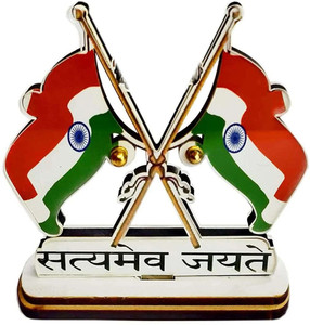 Feelitson Satyamev Jayate Indian Flag For Study Table Home & Office Multicolor 1Pcs Double Sided Wind Car Dashboard Flag