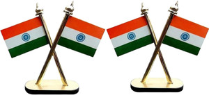 DeskDock Indian Flags For Car Dashboard , For Office Table& Study Table (Pack of 2) Rectangle Car Dashboard Flag