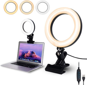 IMAGINEA Video Conference Lighting Kits, 6” LED Selfie Ring Light with Clip on Laptop Ring Flash