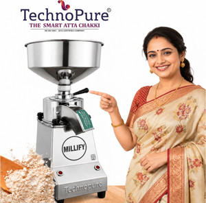 TechnoPure MILLIFY Mini Atta Chakki for Home Stone Based Domestic Flourmill, Gharghanti Gharelu Atta Chakki, 5-10 Kg/Hour Flourmill
