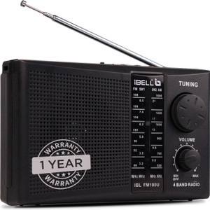 iBELL 180U, Dynamic Speaker, USB-SD-MP3 Player, 4-Band Portable Rechargeable FM Radio