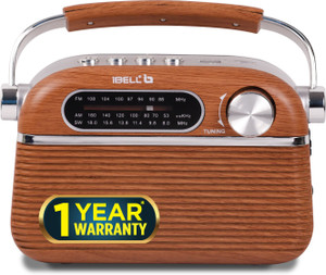 iBELL FM700BT Portable Radio with Bluetooth Speaker, USBSDMP3 Player & Dynamic Speaker 3 Band, Brown FM Radio