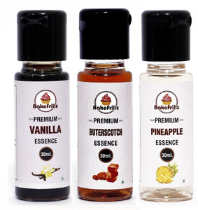 Bakefrillz Vanilla, Butterscotch & Pineapple Essence for cakes, ice creams desserts, 30 ml each Vanilla Liquid Food Essence