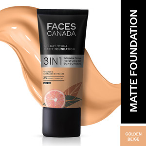 FACES CANADA All Day Hydra Matte Foundation | 3 in 1 - Foundation + Moisturizer + SPF 30 Foundation