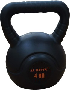 Aurion Strength Training Kettlebells for Weightlifting (4 Kg, Black) Black Kettlebell, Weight Plate