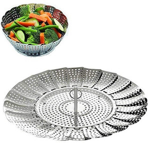 SYGA 100% Stainless Steel Vegetable Steamer Basket / Insert for Pots, Pans, Crock Pots & more... 7.5" to 11" Steel Steamer