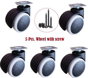 Biway White Plate Type Furniture Wheel Pack of 5 Pics. Appliance Furniture Caster