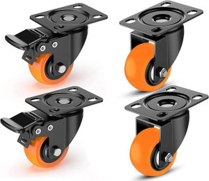 Spylock New-Orange 2"Castor Wheels for Furniture Moving Wheels and Top Plate Swivel Furniture Caster