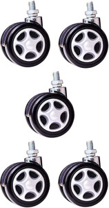 Adnate Threaded Twin Castor Revolving Chair Wheel Black Set of 5 Appliance Furniture Caster