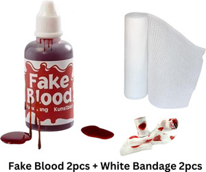 Orama Fake Blood Liquid with Bandage - xu10m 30ML Horror Kit for Realistic Injuries Halloween Gag Toy