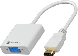 Portronics DigiBridge HDMI to VGA Converter, 1080p 60 Hz Max, 16cm Cable, Durable Build, Gaming Adapter