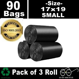 Reforce Black Dustbin Covers 100% Biodegradable 7 L -17x19 inch(Pack of 3,90 Pcs,Small) Small 7 L Garbage Bag  Pack Of 90