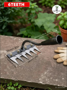 Unique Collection Hub Heavy Duty 6Teeth Iron Weeding Rake for Soil Loosening & Weeding Without Handle Garden Tool Kit