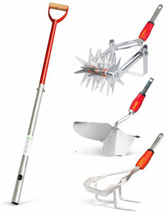 Fieldstar 3-Piece Garden Tool Set 4 Ft Handle Heavy Duty Hoe Weeding Cultivate Garden Tool Kit