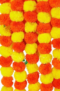 ARKCreations Artificial Marigold Flower for decoration Purpose pack of 5 Plastic Garland