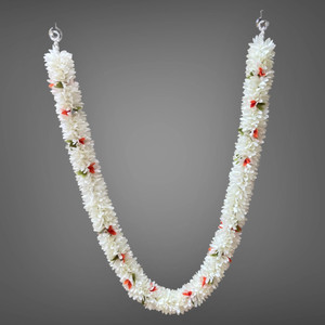 Isha ISHA Handmade Garland Mala for God Photo Frame Decoration White Mix Soft Fabric Garland