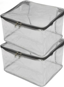 JAIMIN CRAFT High Quality Large Transparent Shelf Organizers Garment Covers,Saree Cover,Kurti Suit Bag and Bed Sheets Cover(Pack of 2)