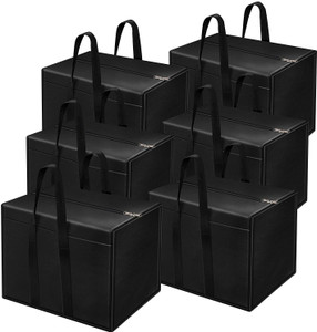 SH NASIMA Moisture Proof Multi-Purpose Storage Bag /Clothing Storage Organiser/Toy Storage Bag/Stationery Paper Storage Bag -Black, Pack Of 6