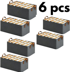 VENDIFY SET OF 6 Cloth Organizer Box for Wardrobe Cloth Storage Box saree cover storage bags clothes organiser cloth storage bag storage box for clothes cloth storage storage organizer box for cupboard