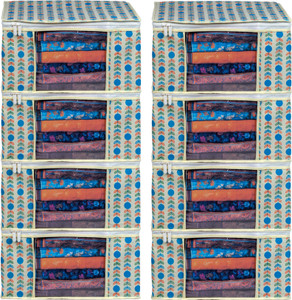 VYORA Cloth storage box Pack of 8 Storage organizer Saree cover Storage bag Cloth bag Organizer box Saree bags Cloth organiser for wardrobe Packing bags Travel organizer Space saver bag