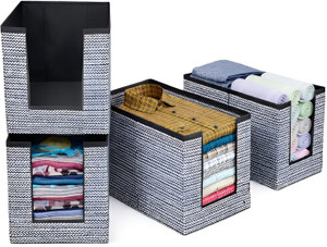 DALUCI Shirt Stacker & Clothes Organizer for Wardrobe Clothes Organizer for Wardrobe Clothes Storage Box Shirt Stacker Wardrobe Organizer Foldable Cloth Organizer Box for Cupboard Closet (Pack of 4)