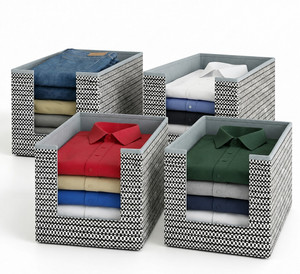 DALUCI Shirt Stacker & Clothes Organizer for Wardrobe Clothes Organizer for Wardrobe Clothes Storage Box Shirt Stacker Wardrobe Organizer Foldable Cloth Organizer Box for Cupboard Closet (Pack of 4)