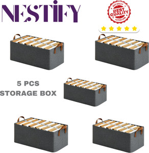 NESTIFY 5 Pcs Cloth Storage Box Organizer for Wardrobe saree cover storage bags clothes organiser cloth storage bag storage box for clothes cloth storage storage organizer box for cupboard
