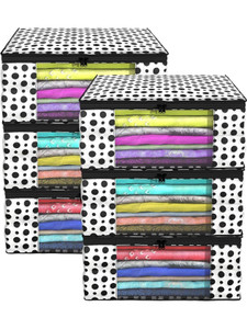 Sameer Enterprises Saree Covers With Zip (Polka Dots) (Black and White) 6 Clothes Organizer For Wardrobe (Pack of 6) - Storage Organizer For Saree | Shirts | Salwar Suit - Dress Organizer For Wardrobe -