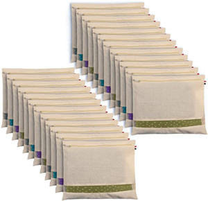 INNWYN Set of 24 Breathable Cotton Saree Bags/Covers For Storage With Transparent Mash Window High-Quality Saree Cover
