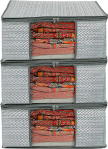 Ankit International Saree Cover Premium-Quality Trendy Saree Cover Storage Bag For Wardrobe Organizer Garments Storage bags-Big in size Arrow Grey Printed Pack of-3