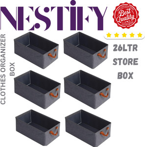 NESTIFY PACK OF 6 Cloth Storage Box Organizer for Wardrobe saree cover storage bags clothes organiser cloth storage bag storage box for clothes cloth storage storage organizer box for cupboard
