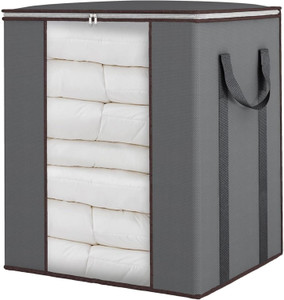 infinity craft Extra Large Blanket Storage Bags 90L Dustproof Transparent Window Pillow Sheet Foldable Clothes Storage Organizer Container Reinforced Handles Breathable For Double Bed Quilt/Saree Bag/Lehnga Storage & Wardrobe Organizing (Set of 1)