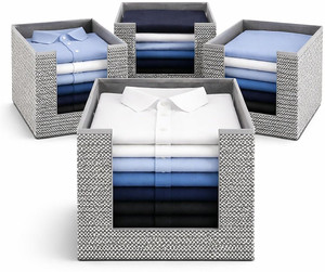 DALUCI Shirt Stacker & Clothes Organizer for Wardrobe Clothes Organizer for Wardrobe Clothes Storage Box Shirt Stacker Wardrobe Organizer Foldable Cloth Organizer Box for Cupboard Closet (Pack of 4)